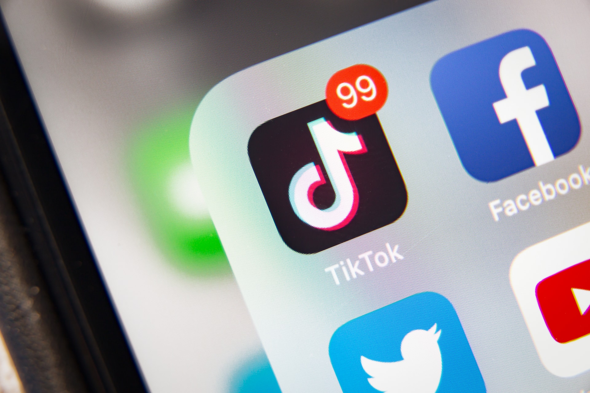 TikTok and Facebook application on screen
