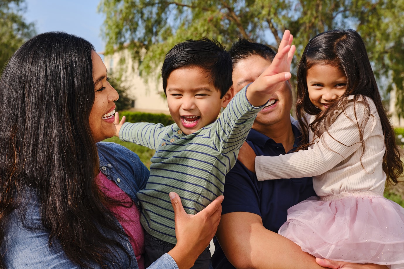 happy family in a park