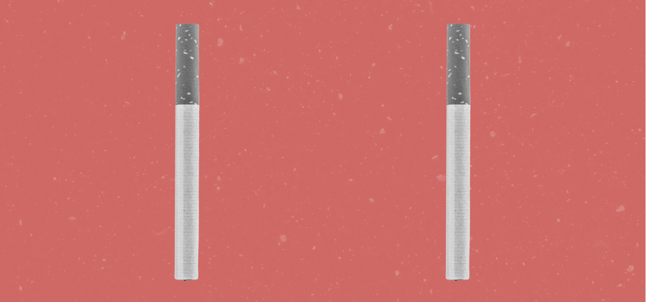 A gif showing cigarettes morphing into a vaping device