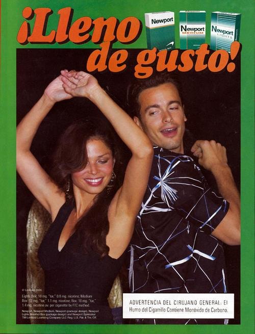 Cigarette ad targeting the Hispanic/Latino population