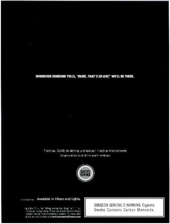 Cigarette ad targeting the LGBTQ+ population