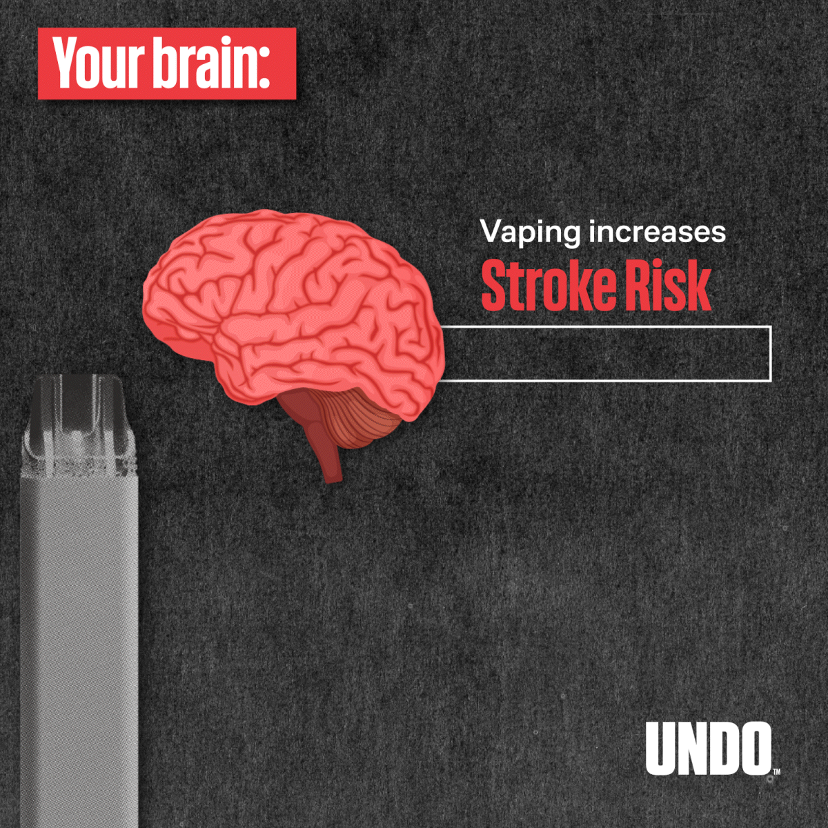 Infographic that says: Your Brain: Vaping Increases Stroke Risk