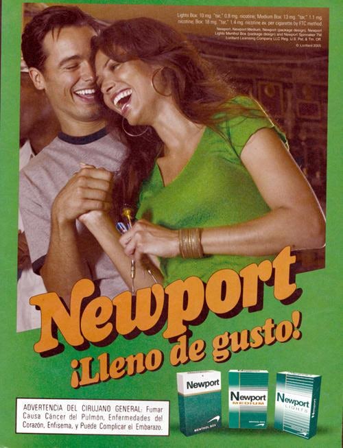 Cigarette ad targeting the Hispanic/Latino population